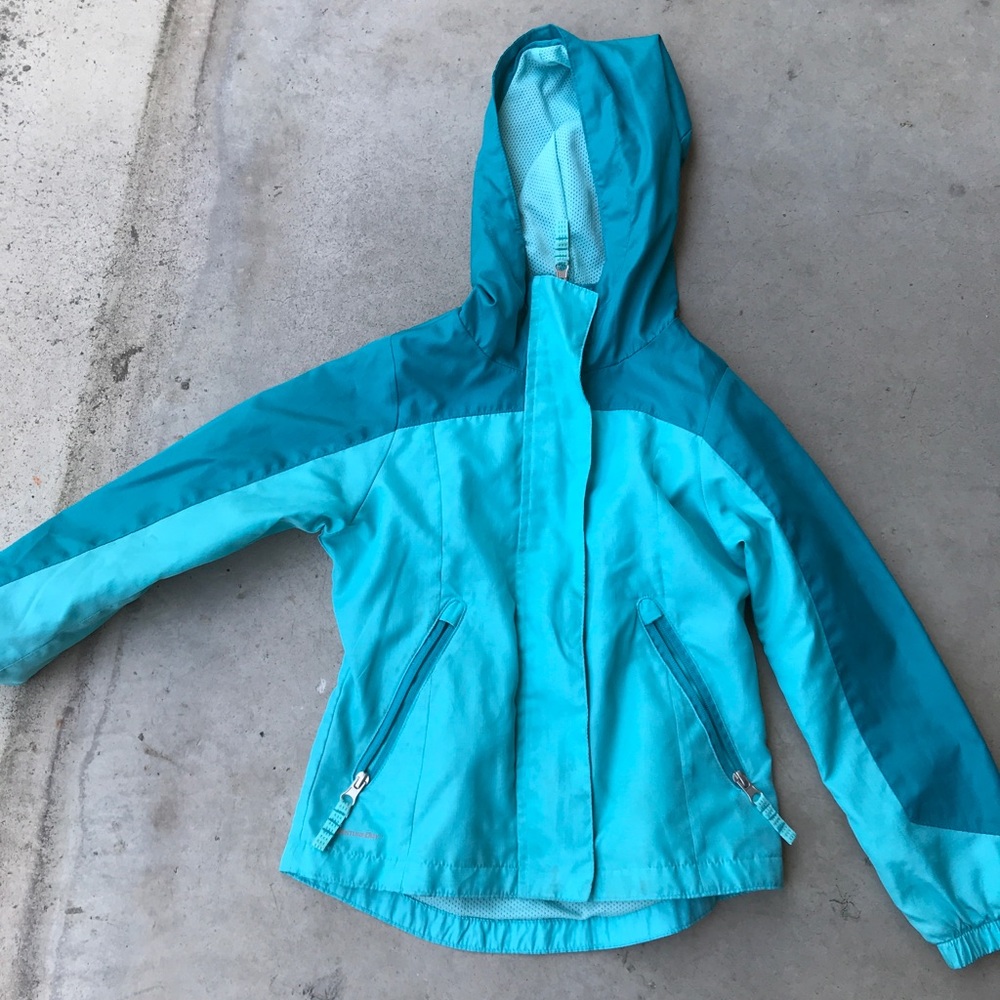 Girls windbreaker jacket. Teal. Size 4-5